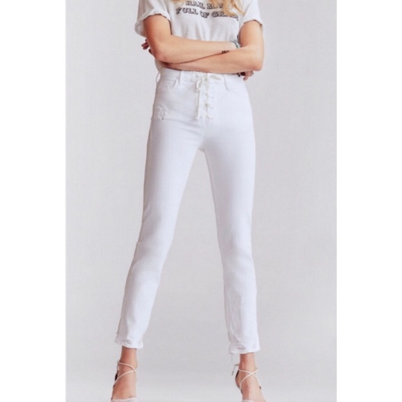 White lace up jeans Clearance